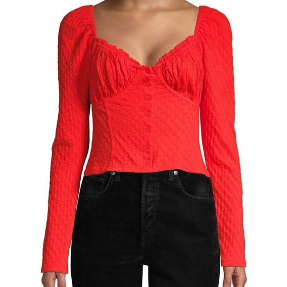 Free People Ladybug Long-Sleeve Top - Flambé, Size L, Trendy & Unique! - Picture 1 of 10